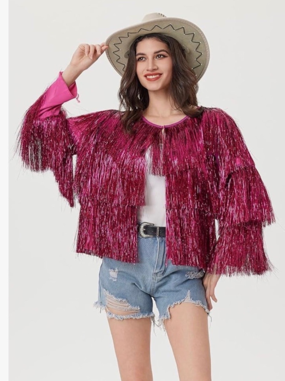 Women's Sequin Jacket Long Sleeve, Open Zipper Shiny Glitter Sparkly Jacket XL